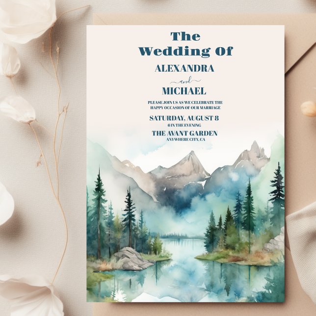 Simple Floral Mountain Wedding Invitation (Creator Uploaded)