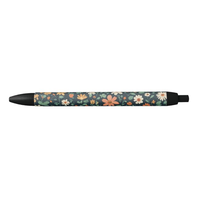 Simple floral pattern black ink pen (Front)
