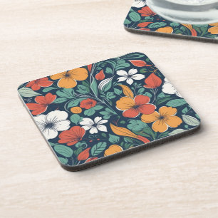 Simple floral pattern design coaster