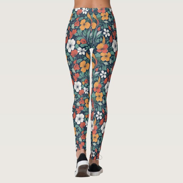 Simple floral pattern design leggings (Back)