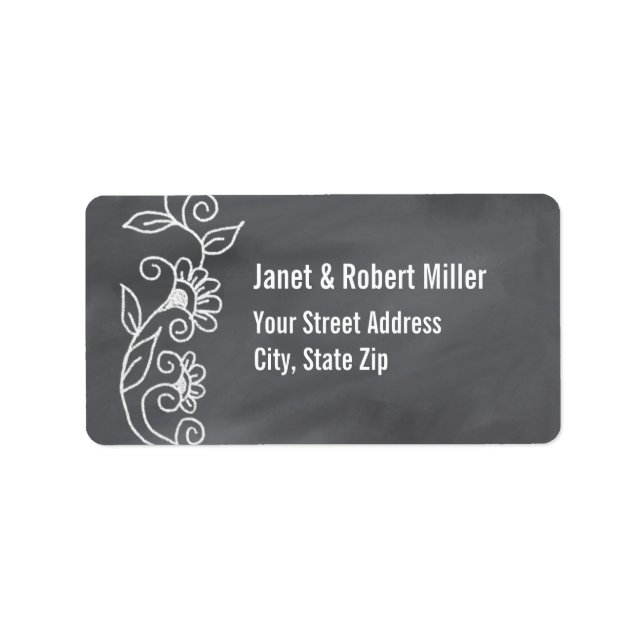 Simple Floral Pattern On Chalkboard Label (Front)