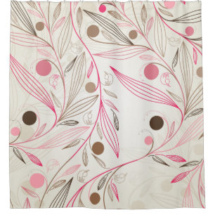Simple Floral Patterns - Pink, Cream, Brown, Beige Shower Curtain