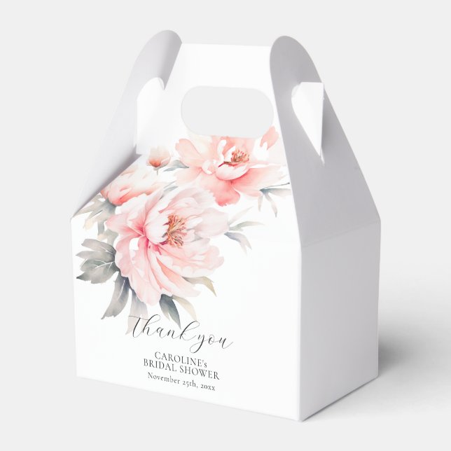 Simple Floral Peonies Blush Pink BRIDAL SHOWER Favour Box (Front Side)