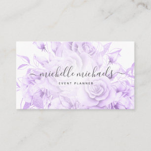 Simple Floral Purple Modern Script Business Card