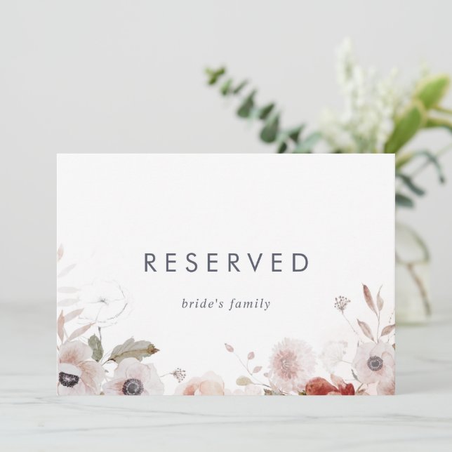 Simple Floral Reserved Sign (Standing Front)