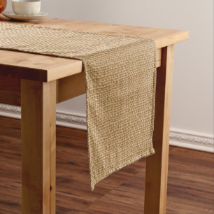 Simple floral rustic burlap texture short table runner