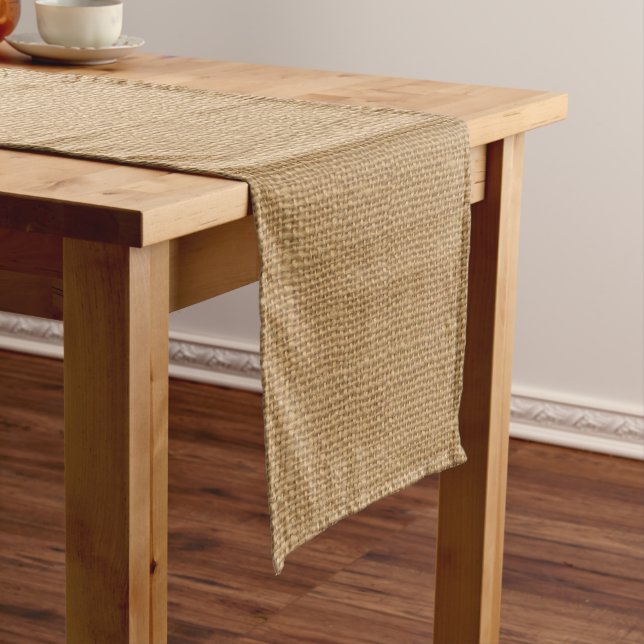 Simple floral rustic burlap texture short table runner (In Situ)