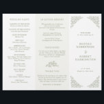 Simple Floral Sage Green Tri Fold Wedding Program<br><div class="desc">Elegant tri fold wedding program features a minimalist design with a delicate floral border, perfectly suited for formal weddings. The classic typography and customisable text make it a timeless choice for couples seeking sophisticated, personalised wedding stationery. For customisation or additional products featuring this design, please feel free to contact me....</div>