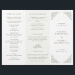 Simple Floral Sage Green Tri Fold Wedding Program<br><div class="desc">Elegant tri fold wedding program features a minimalist design with a delicate floral border, perfectly suited for formal weddings. The classic typography and customisable text make it a timeless choice for couples seeking sophisticated, personalised wedding stationery. For customisation or additional products featuring this design, please feel free to contact me....</div>