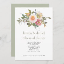 Simple Floral Sage Green Wedding Rehearsal Dinner