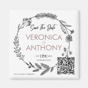 Simple Floral Save The Date Magnet