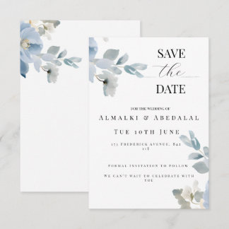 Simple  Floral Save the Date Wedding Card