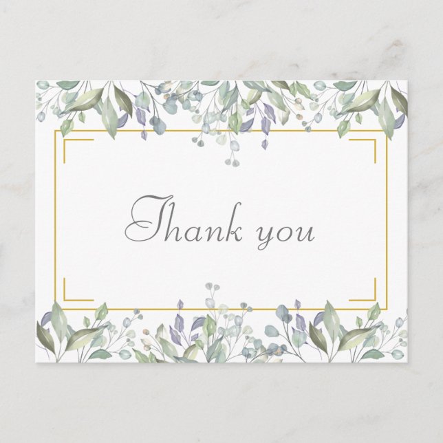 Simple Floral Script Business Thank You Postcard (Front)