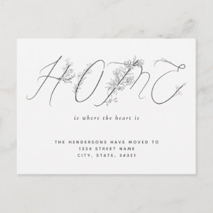 Simple Floral Script New Home Moving Announcement Postcard
