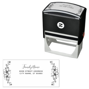 Simple Floral Self Inking Rubber Stamp