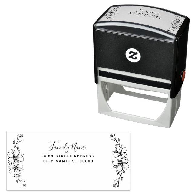 Simple Floral Self Inking Rubber Stamp (In Situ)