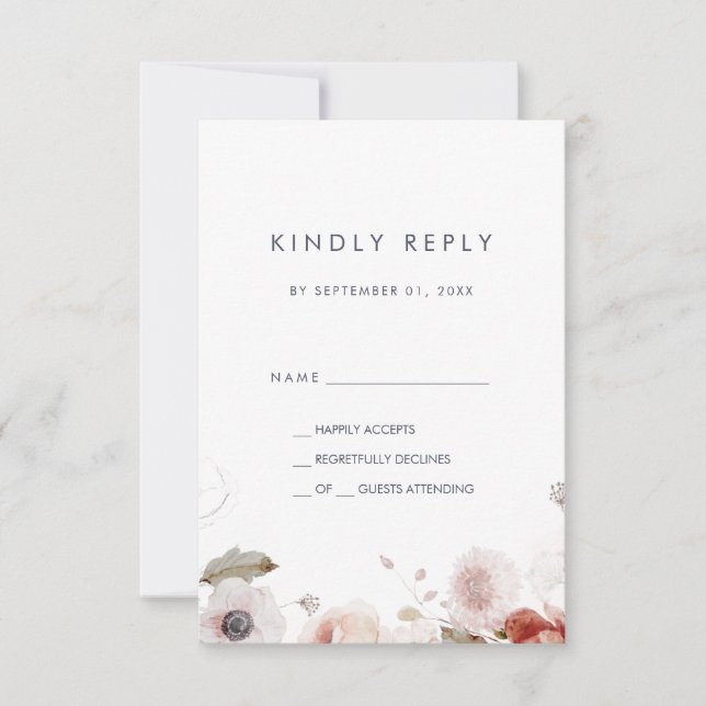 Simple Floral Simple RSVP Card (Front)