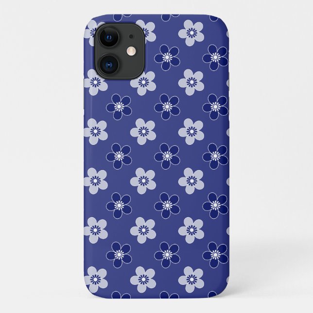 simple floral solid blue pattern retro small flowe Case-Mate iPhone case (Back)