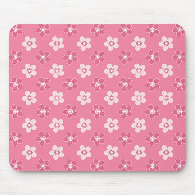  simple floral solid pink pattern retro small flow mouse mat (Front)