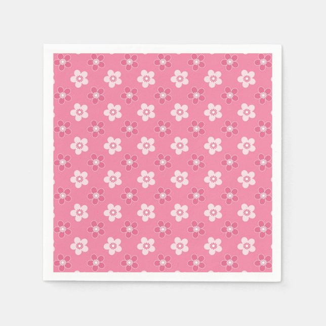  simple floral solid pink pattern retro small flow napkin (Front)