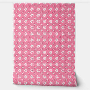 simple floral solid pink pattern retro small flow wallpaper