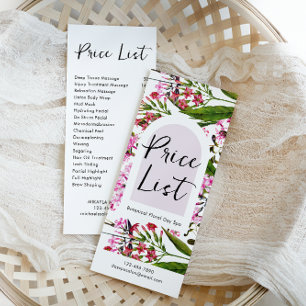 Simple Floral Spa and Salon Price List Rack Card