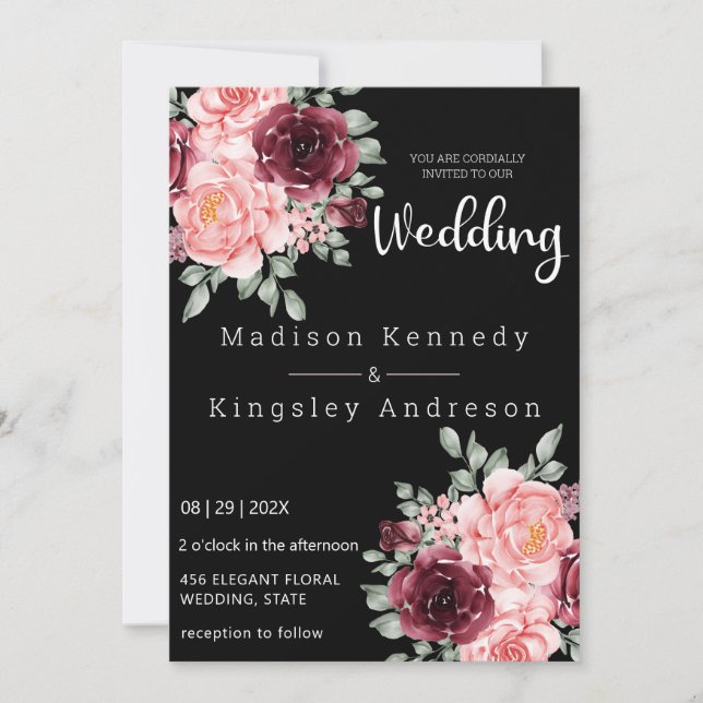 Simple Floral Spectacularly Elegant Luxurious Invitation (Front)