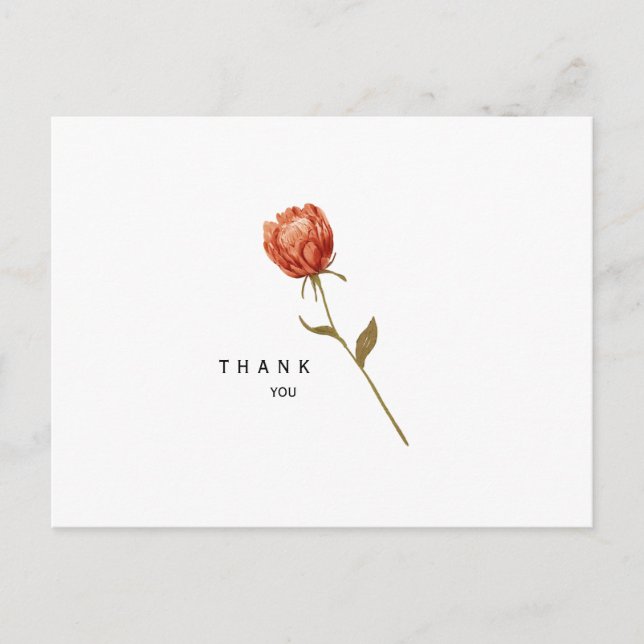 Simple Floral Stem  Funeral Thank You Postcard (Front)