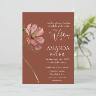 Simple Floral Terracotta Wedding  Invitation