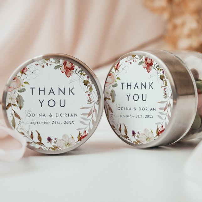 Simple Floral Thank You Wedding Favour Sticker (Creator Uploaded)