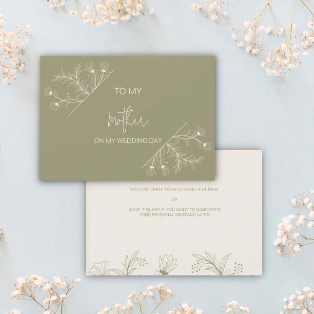 Simple Floral To my Mother on my wedding day card (Creator Uploaded)