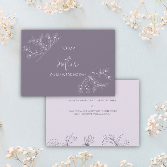 Simple Floral To my Mother on my wedding day card (Creator Uploaded)