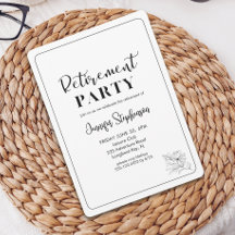Simple Floral Typography Elegant Retirement Party