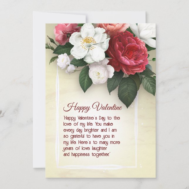Simple Floral Valentine letter card (Front)
