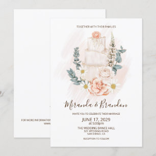 Simple Floral Watercolor Boho Wedding Invitation