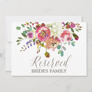 Simple Floral Watercolor Bouquet "Reserved" Sign