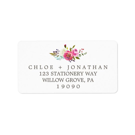 Simple Floral Watercolor Bouquet Wedding Address Label