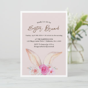 Simple floral watercolor easter brunch egg hunt invitation