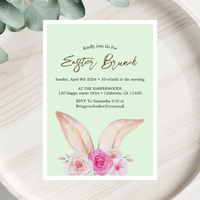 Simple floral watercolor easter brunch egg hunt invitation (Creator Uploaded)
