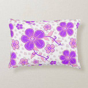 Simple Floral Watercolor Print Purple and Pink Decorative Cushion