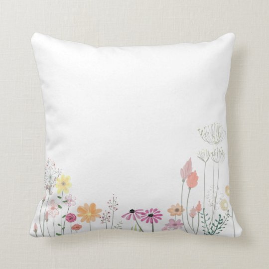 Simple Floral Watercolor Throw Pillow