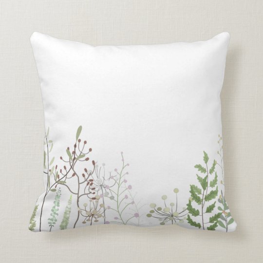 Simple Floral Watercolor Throw Pillow