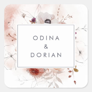 Simple Floral Wedding Envelope Seals