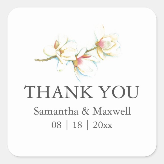 Simple Floral Wedding Favours Stickers Template (Front)