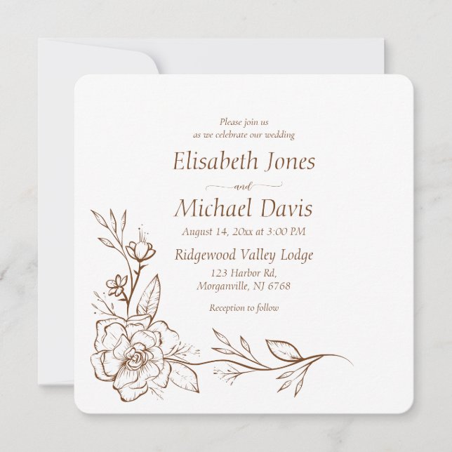 Simple Floral Wedding Invitation (Front)