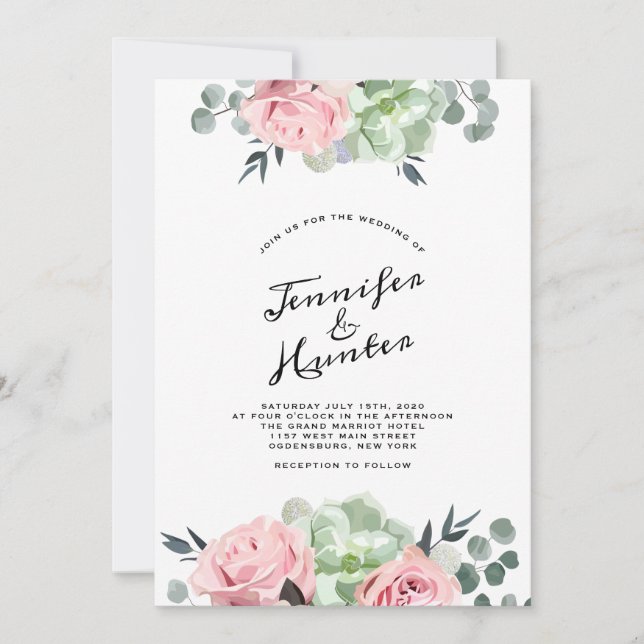 Simple Floral Wedding Invitation (Front)
