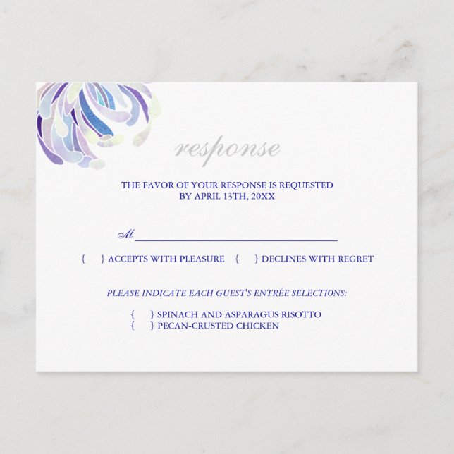 Simple Floral Wedding Menu Choice RSVP Card (Front)