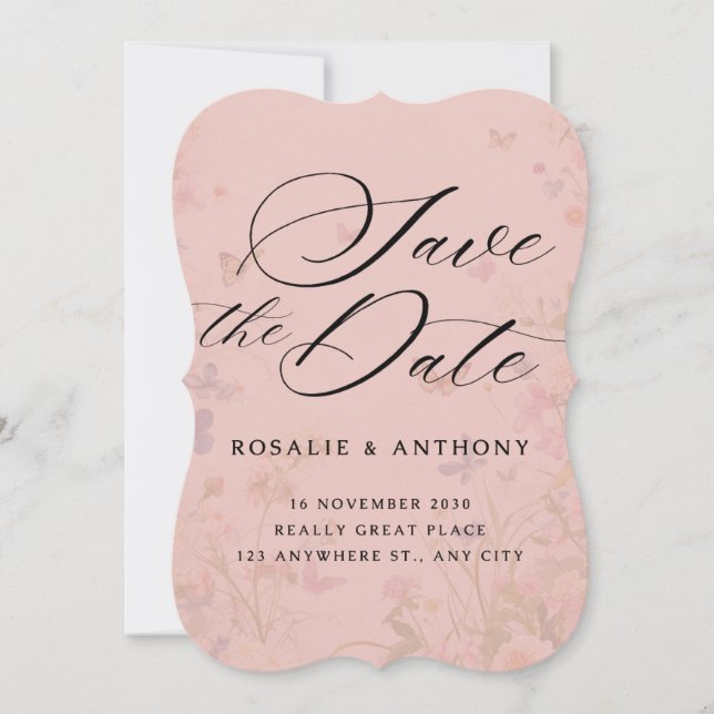 Simple floral  Wedding Save the Dates Invitation (Front)