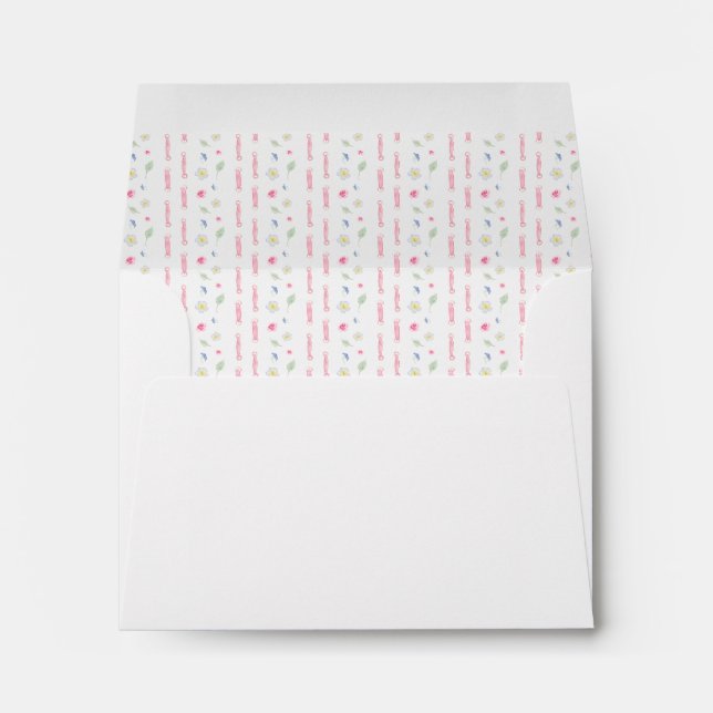 Simple floral white pink return address envelope (Back (Bottom))