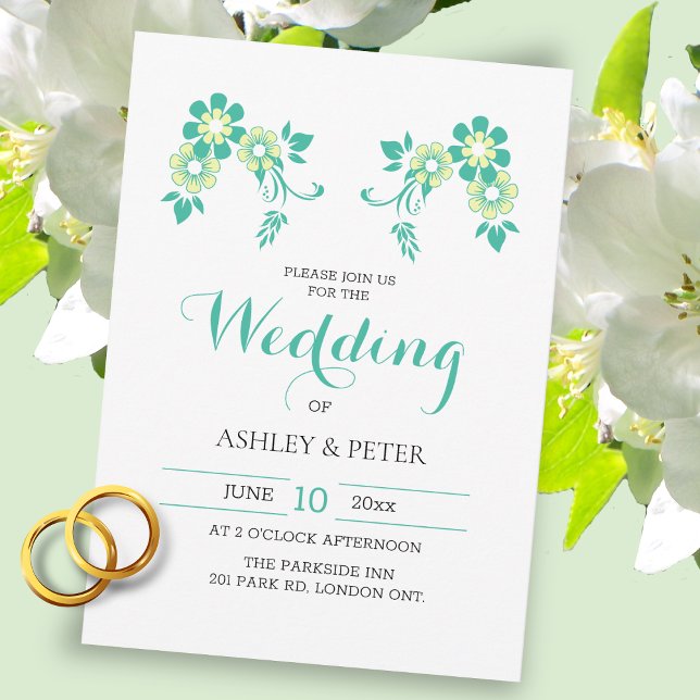 Simple Floral White Wedding Invitation (Creator Uploaded)